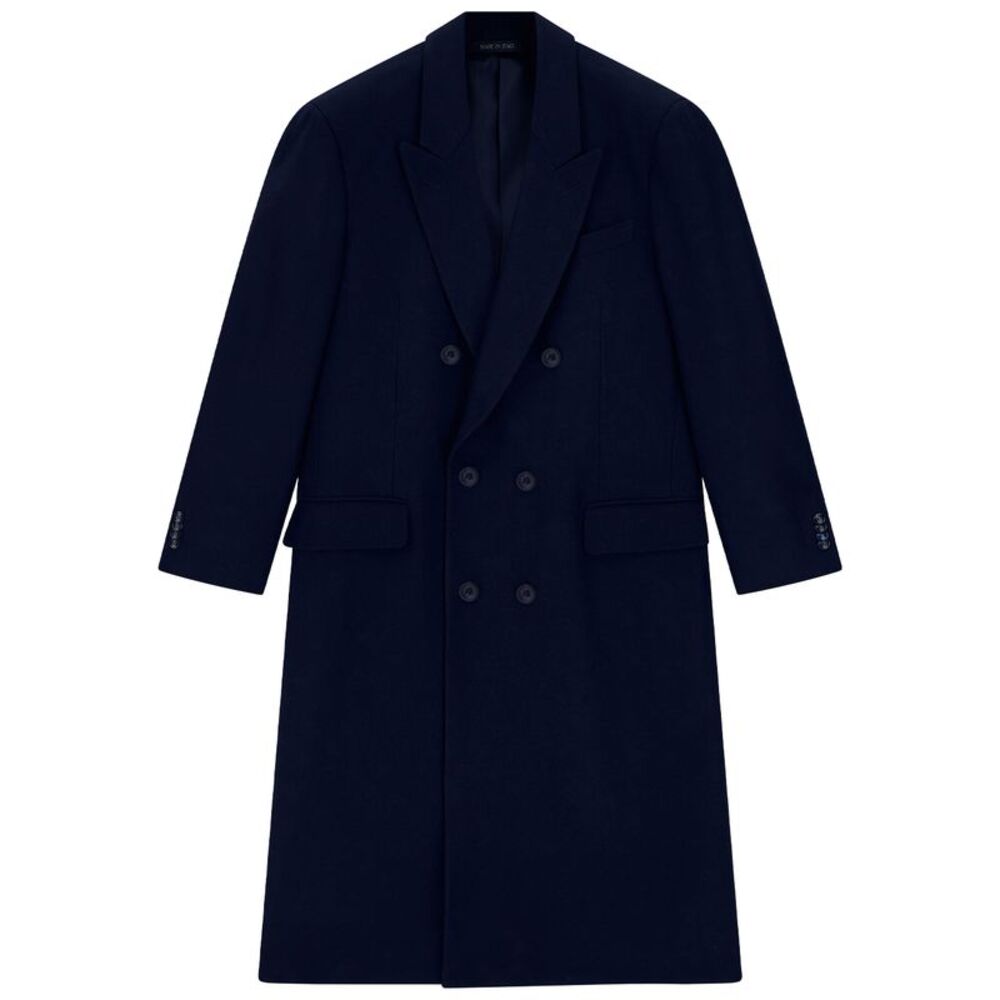 Giorgio Armani Men Cappotto In Lana Vergine E Cashmere Con Motivo Chevron